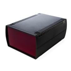 KE112B-BR ABS Project Box, Black with Red End Plate, 185.5 x 136 x 80MM