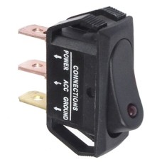 SW41 ON-OFF Rocker Push Fit Switch with Red LED, 12V DC 25A 