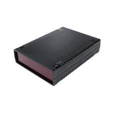 KE112A-BR ABS Project Box, Black with Red End Plate, 185.5 x 136.0 x 40.0MM