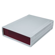 KE112A-GR ABS Project Box, Light Grey with Red End Plate, 185.5 x 136 x 40.0MM